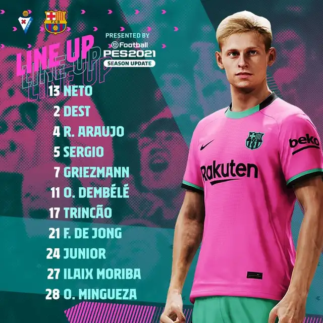 Alineación confirmada del Barcelona.