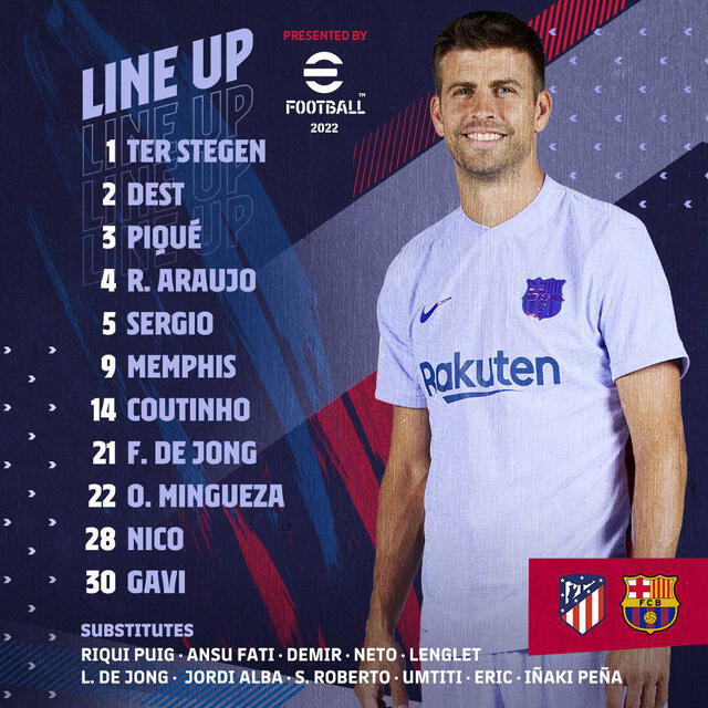 Alineación oficial de los culés. Foto: Barcelona