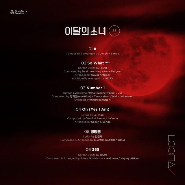 LOONA presentó el 22 de enero  la imagen oficial de la lista de canciones antes del lanzamiento de '#'.