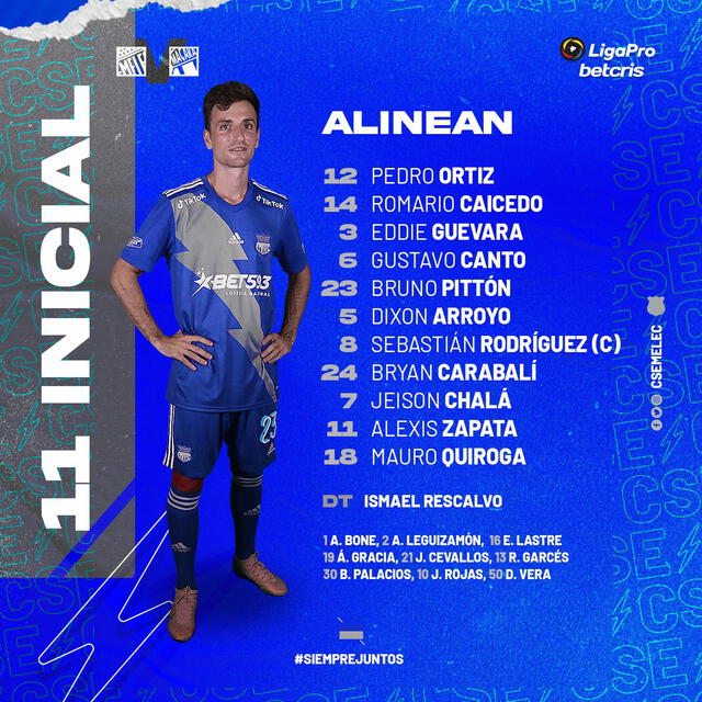 Alineación Emelec. Foto: Twitter Emelec
