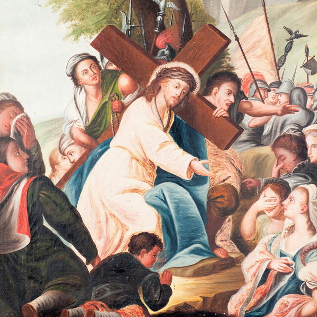 Octava estación: Jesús consuela a las mujeres de Jerusalén. Foto: Duomo di S. Biaggio