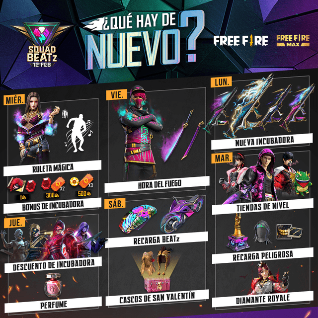 Agenda Free Fire 02 al 08 de enero