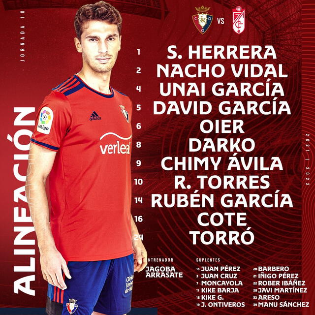 Formación inicial del equipo navarro. Foto: CA Osasuna