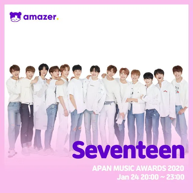 Seventeen en APAN Music Awards 2020. Foto: AMAZER app