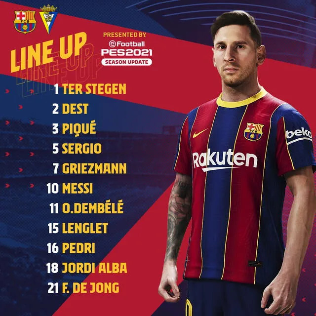 Alineación oficial del Barcelona.