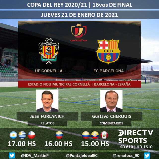 Cornella vs Barcelona por DirecTV Sports. Foto: Puntaje Ideal/Twitter