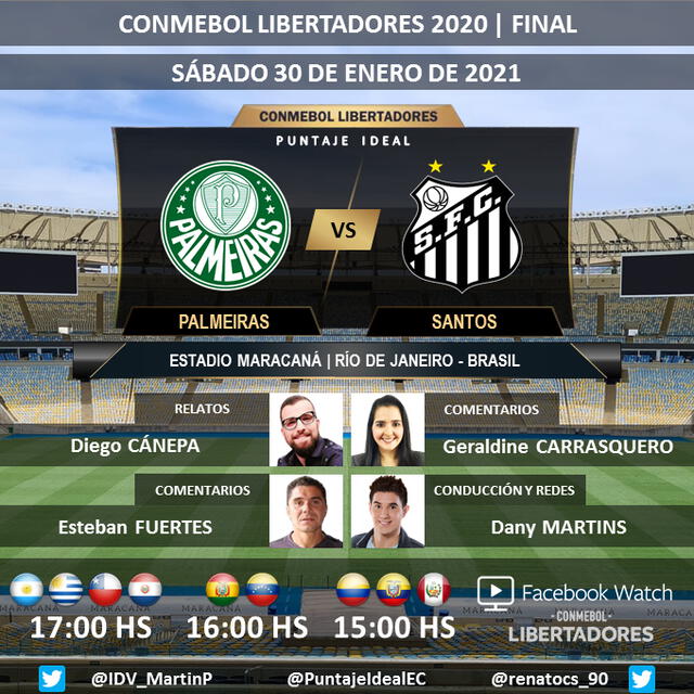 Santos vs Palmeiras por Facebook Watch. Foto: Puntaje Ideal/Twitter