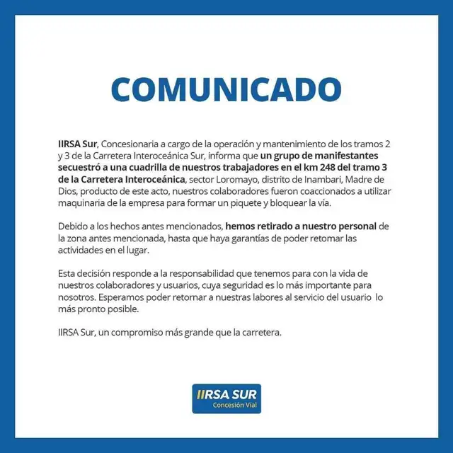 Comunicado IIRSA SUR