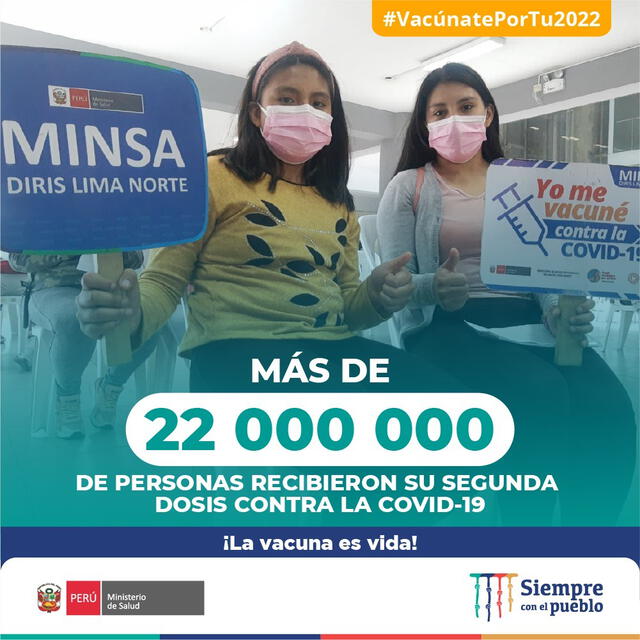 Hasta el 6 de enero, más de 22 millones de personas recibieron su segunda dosis de inmunización contra la COVID-19. Foto: Minsa