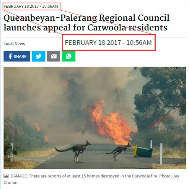 Imagen es de incendio forestal en Australia, pero es del 2017.