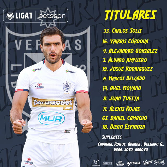 Alineación confirmada Universidad San Martín