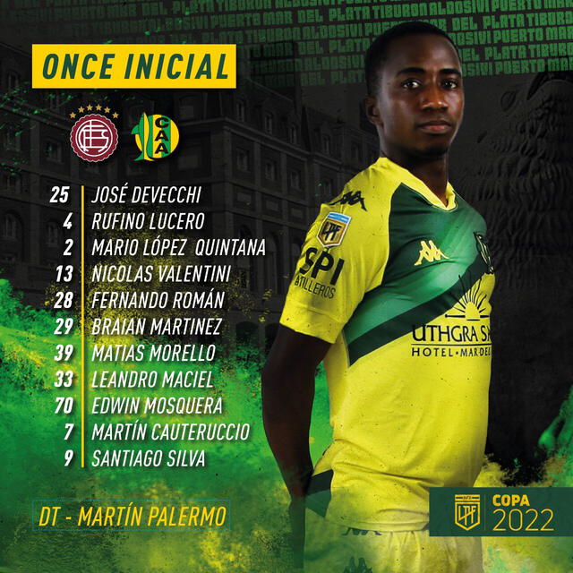 Once titular de Aldosivi. Foto: Twitter Aldosivi