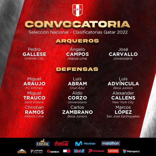 Convocados a la selección peruana. Foto: FPF