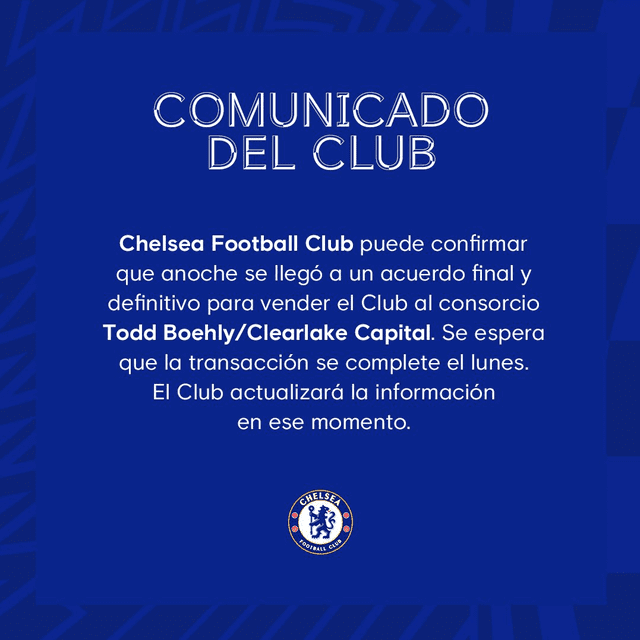 Chelsea dejará de pertenecer al multimillonario Roman Abramovich. El ruso compró a los blues en el 2003. Foto: Twitter Chelsea en español.