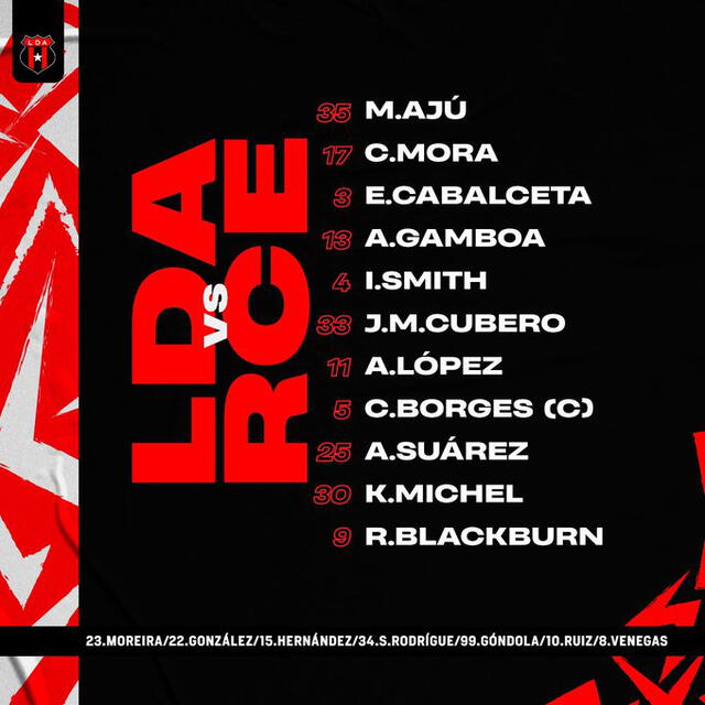 Equipo titular del Alajuelense. Foto: Alajuelense