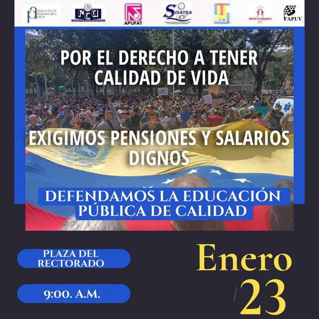 Protesta nacional en Venezuela EN VIVO: última hora de la marcha 23 de enero de docentes y trabajadores