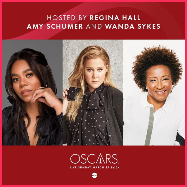 Amy Schumer, Regina Hall y Wanda Sykes serán las conductoras de los Premios Oscar 2022. FOTO: Instagram.