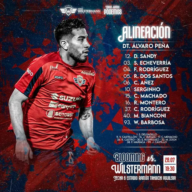 Así forma Wilstermann ante Blooming. Foto: Wilstermann/Facebook