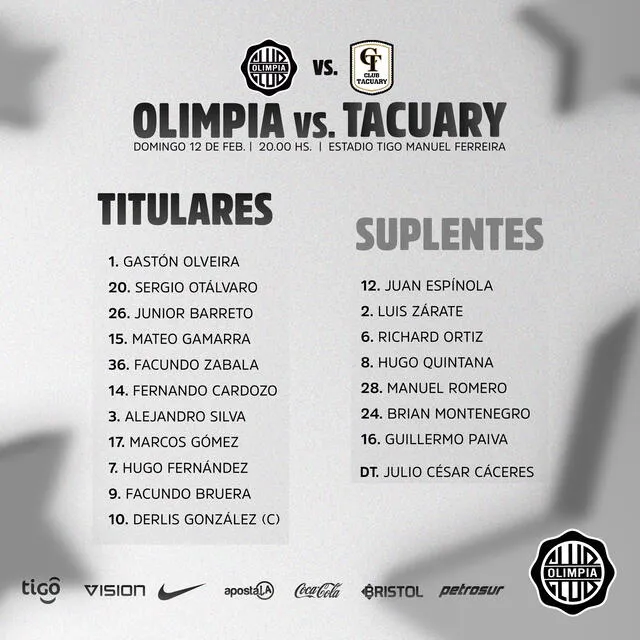  Equipo titular de la O. Foto: Club Olimpia   