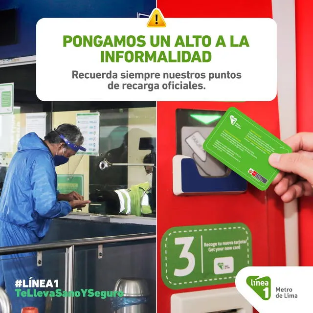 Línea 1 del Metro de Lima recomienda recargar saldos en los puntos oficiales. Foto: Facebook   