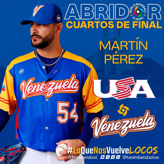 Martín Pérez será el pitcher de Venezuela ante Estados Unidos por el Clásico Mundial de Béisbol 2023. Foto: Team Beisbol Venezuela