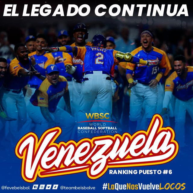 Venezuela se coloca en el sexto puesto del Ranking Mundial de Béisbol. Foto: Team Beisbol Venezuela