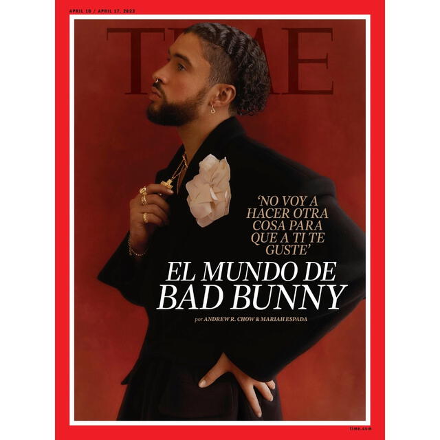  Bad Bunny como primer cantante en lograr una portada en español en la revista Time. Foto: Time.   