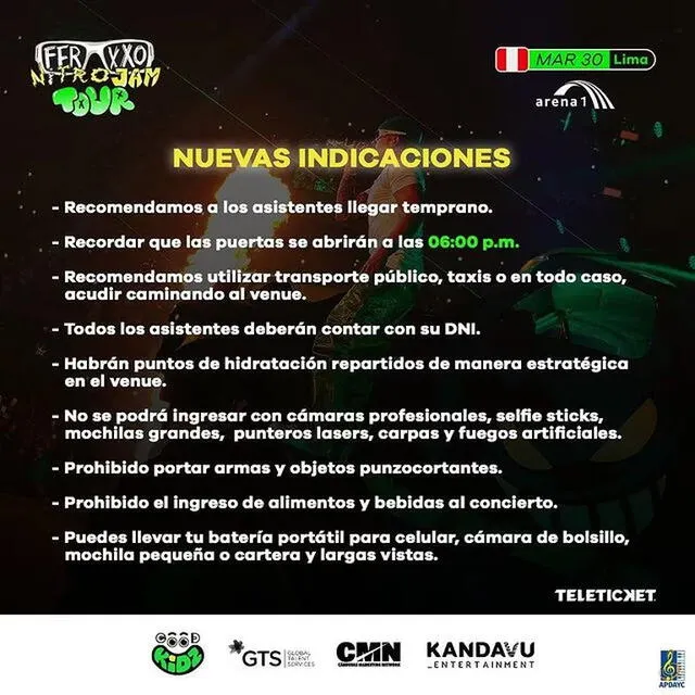  Recomendaciones para asistir al concierto de Ferxxo. Foto: Kandavu/Facebook   