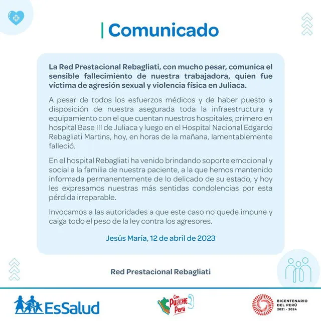 Comunicado de EsSalud. Foto: EsSalud   