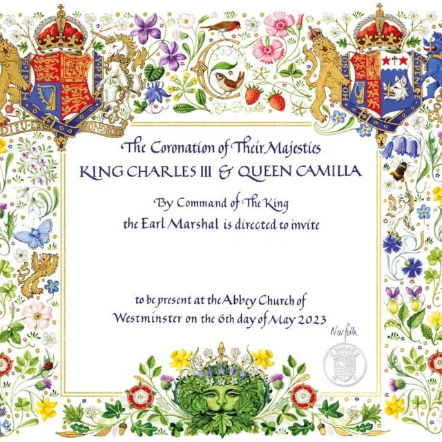  Invitación a la coronación del rey Carlos III. Foto: Infobae<br>    
