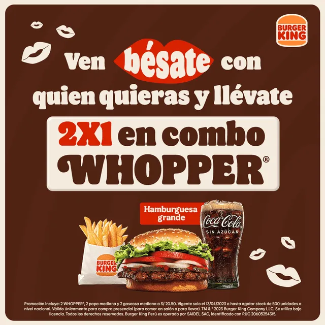 Promoción de Burger King. Foto: Facebook   