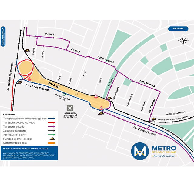 Plan de Desvío Vehicular. Foto: Línea 2 del Metro de Lima y Callao/Facebook   