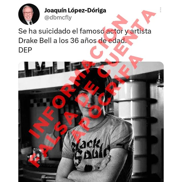  Publicación que generó el bulo. Es una cuenta apócrifa que usurpa la identidad de Joaquín López Dóriga. Foto: captura de Twitter   