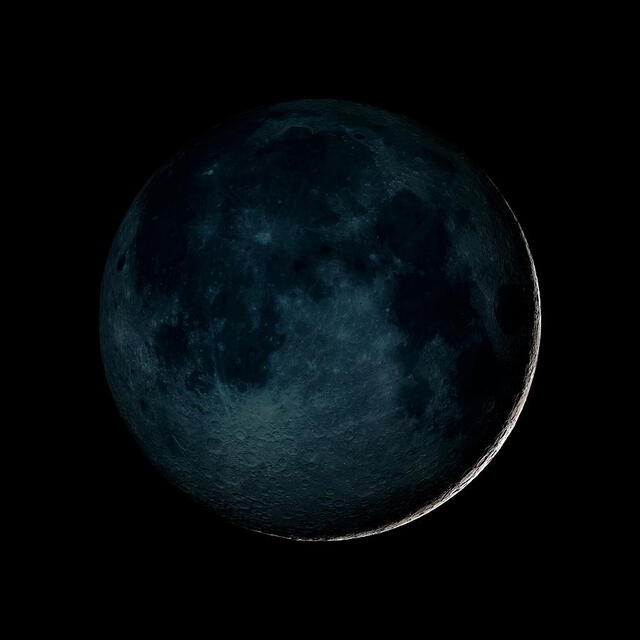  En una luna nueva, el Sol ilumina la cara no visible del satélite natural. Foto: NASA   