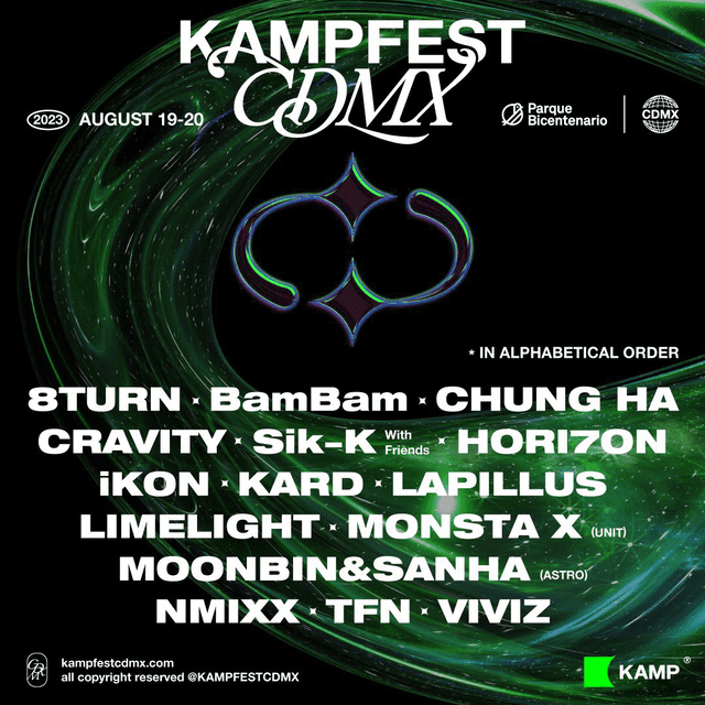  Lineup de KAMP FEST CDMX al 13 de abril. Foto: KampFest   