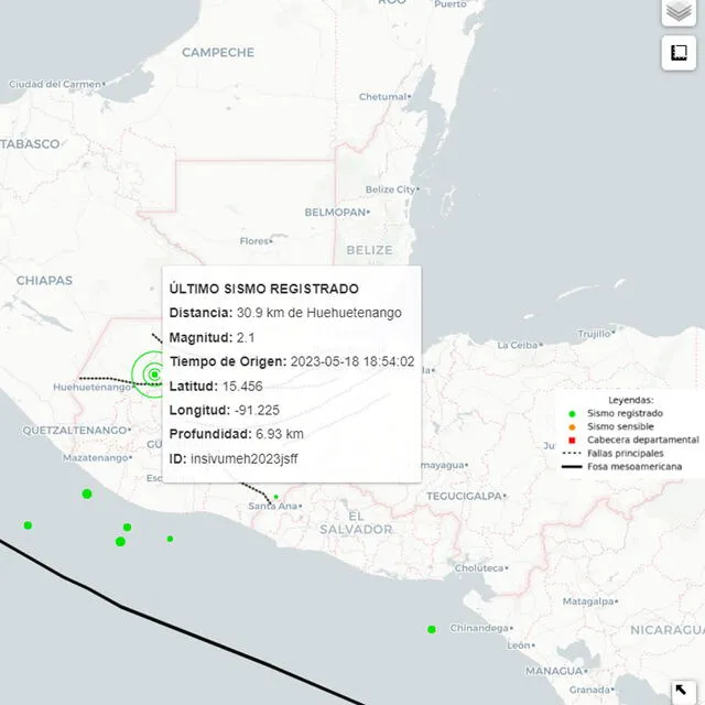 Último temblor registrado en Guatemala. Foto: INSIVUMEH   