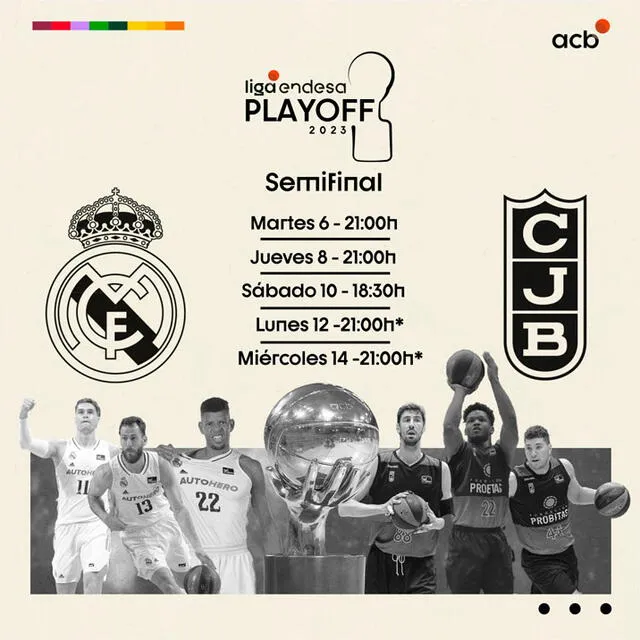 Calendario de la semifinal entre Real Madrid vs. Joventut. Foto: ACB   