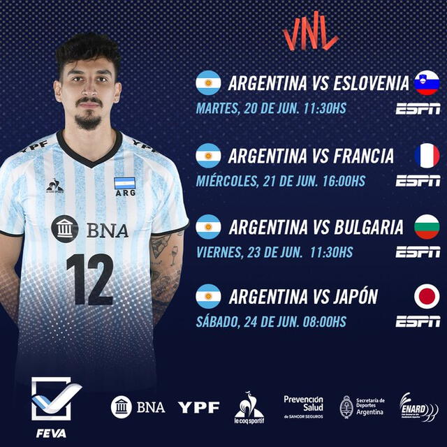 Calendario oficial de la selección argentina de vóley. Foto: FEVA   