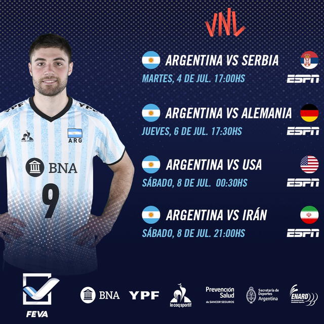 Voley Argentina vs Serbia EN VIVO por el Nations League Vóley