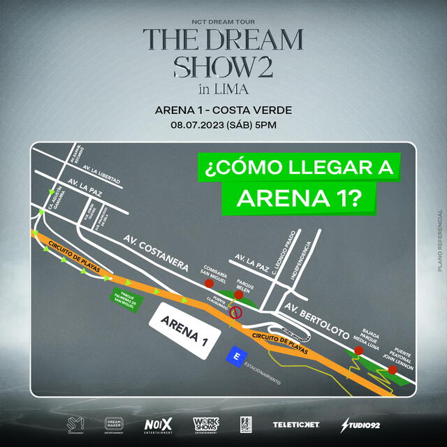  NCT Dream en Lima, mapa de accesos. Foto: Work Shows   