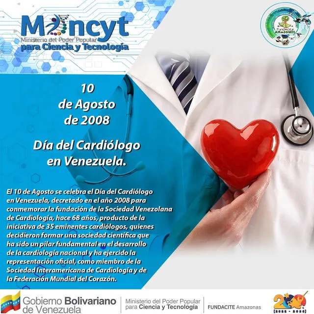 . El Día del Cardiólogo en Venezuela se decretó el 10 de agosto del 2008. Foto: Fundacite Amazonas/Twitter