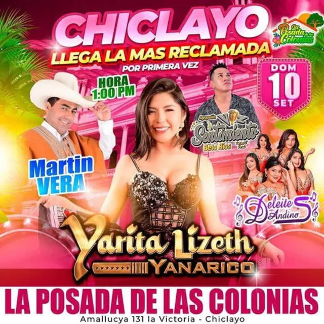  Yarita Lizeth y otros artistas se presentarán en Chiclayo. Foto: Yarita Lizeth Yanarico Quispe/Facebook   