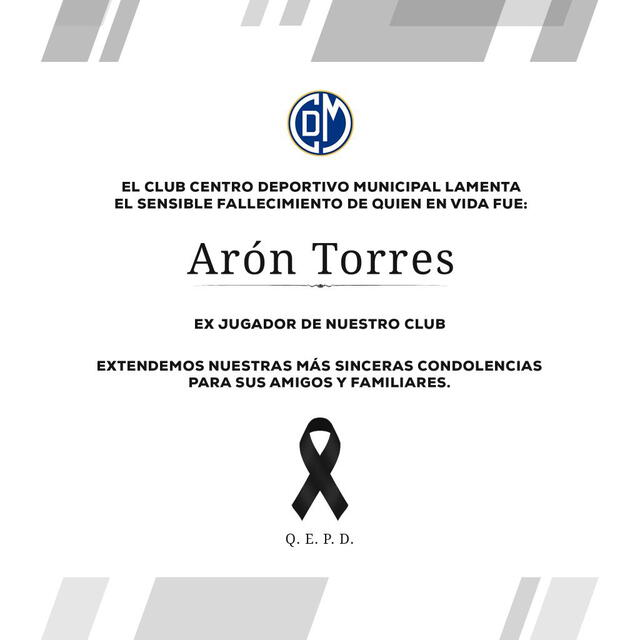 Publicación de Arón Torres sobre muerte de Arón Torres. <strong>Foto: CDMunicipal</strong>   