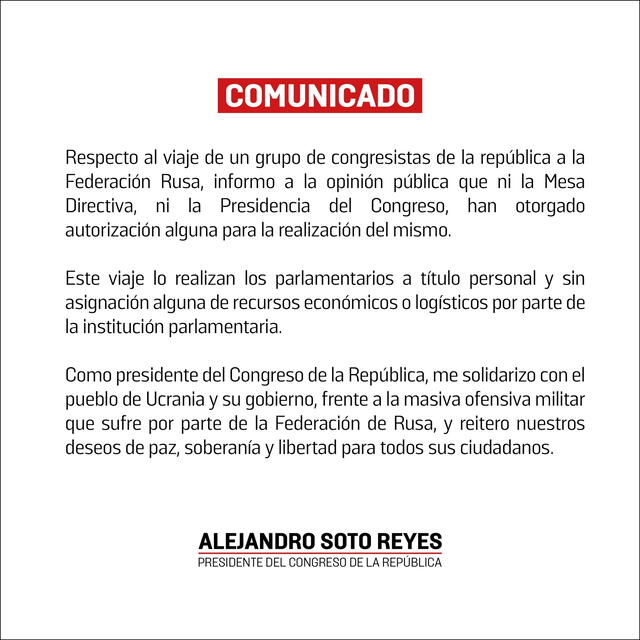  Comunicado de Alejandro Soto este miércoles 27 de setiembre. Foto: Twitter   
