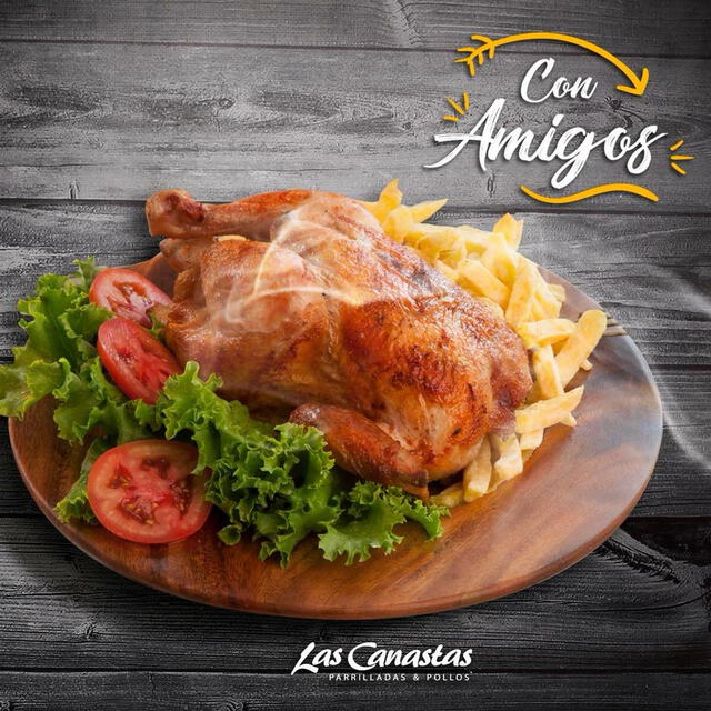 El pollo a la brasa de Las Canastas. Foto: Las Canastas/Facebook El pollo a la brasa de Las Canastas. Foto: Las Canastas/Facebook