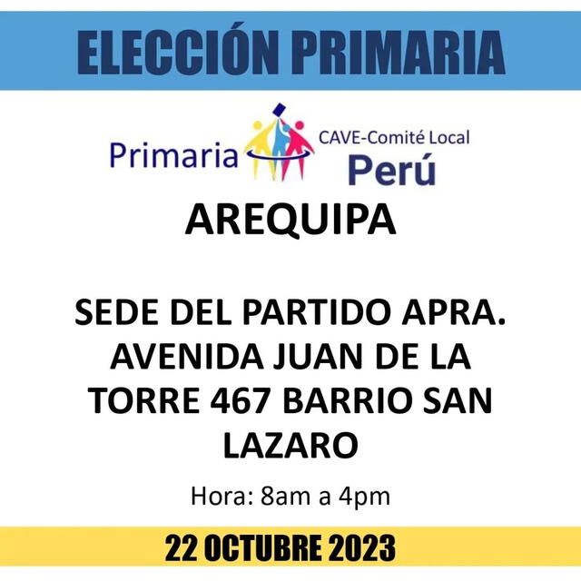 Las mesas de votación estarán abiertas desde las 8.00 a. m. hasta las 4.00 p. m., en el horario de Perú. Foto: Comité Local de Primares en Perú/Instagram