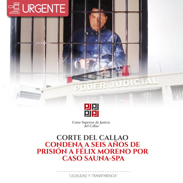  Corte de Callao informa sobre condena de Félix Moreno. Foto: Twitter   