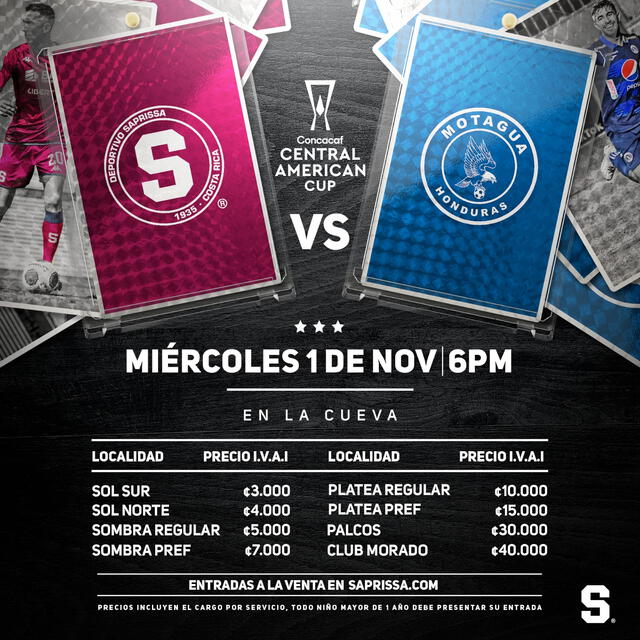 Entradas para el partido contra Motagua. Foto: Deportivo Saprissa   