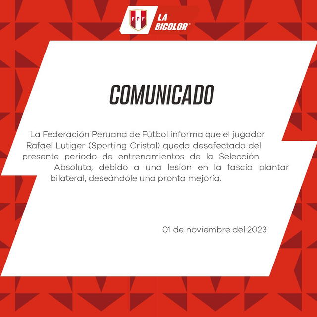 Comunicado de la selección peruana. Foto: X/SeleccionPeru   