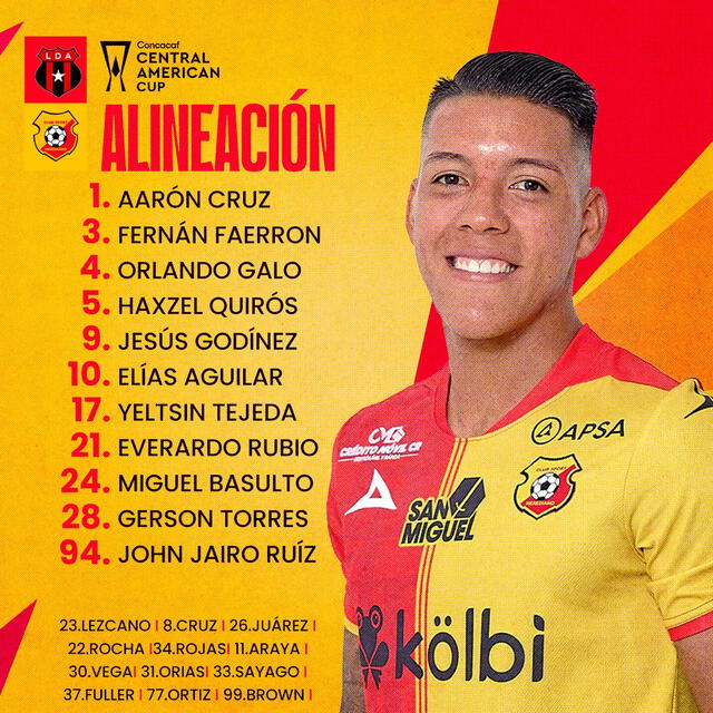 Alineación de Herediano. Foto: Herediano   